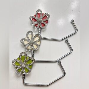Spring Street Design Swarovski Crystal Flower Lot Of 3 Handbag Purse Holder
